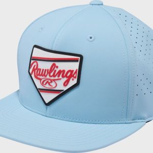 Rawlings Home Plate Performance Flat Bill Snapback Hat Light Blue